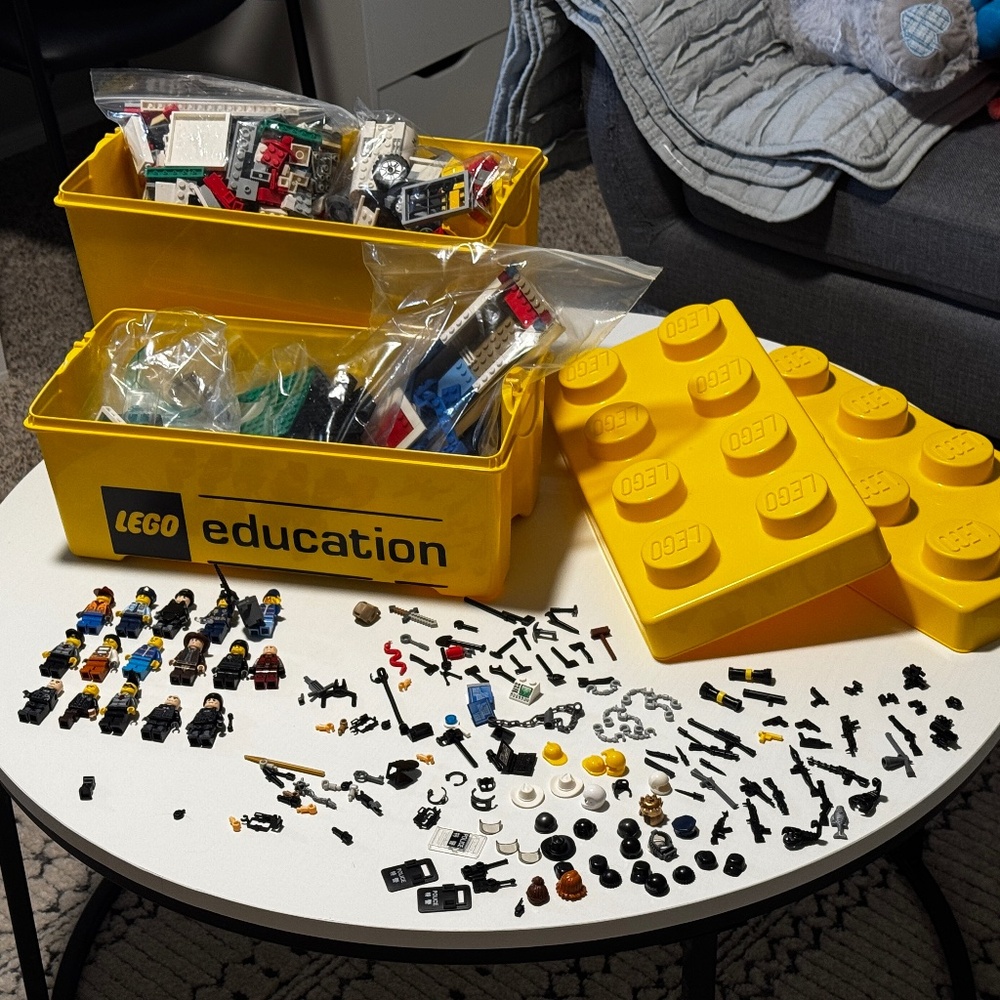 Lot of LEGO City Pieces Police, Fire & More Various Mini Figures w/Storage Boxes
